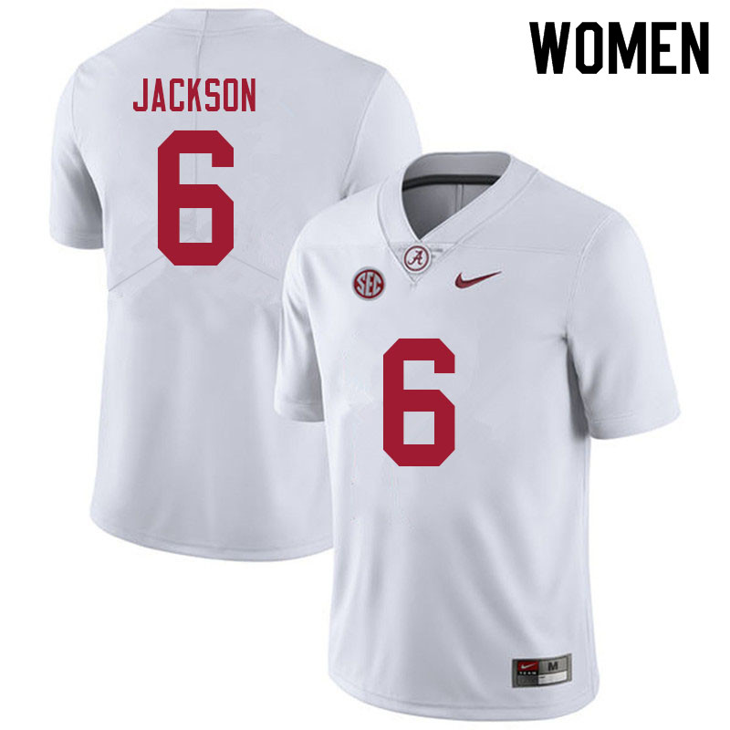 Women #6 Khyree Jackson Alabama Crimson Tide College Football Jerseys Sale-White